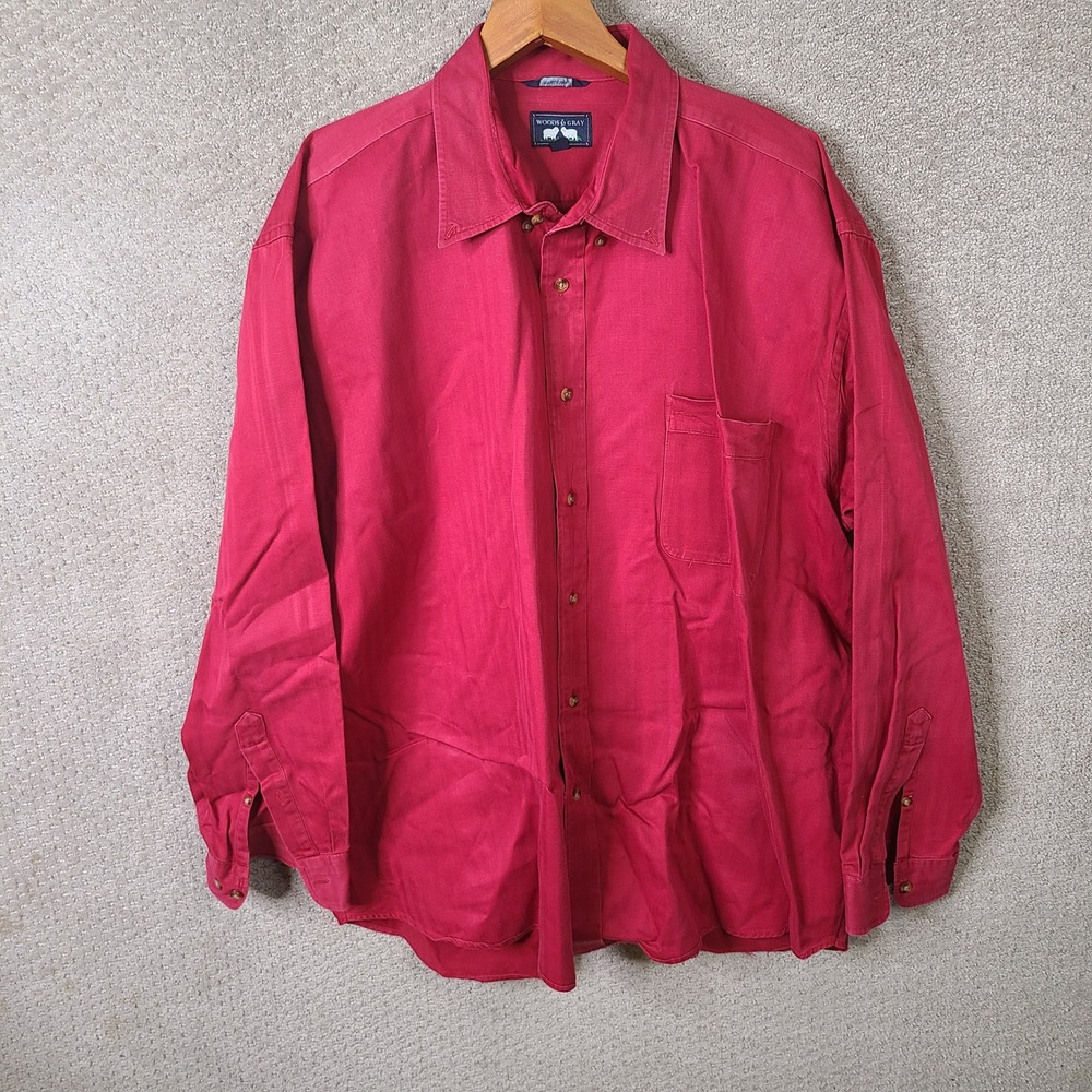 Woods & Gray Shirt Mens XXL Red Button Down Cotton Long Sleeve Casual Classic